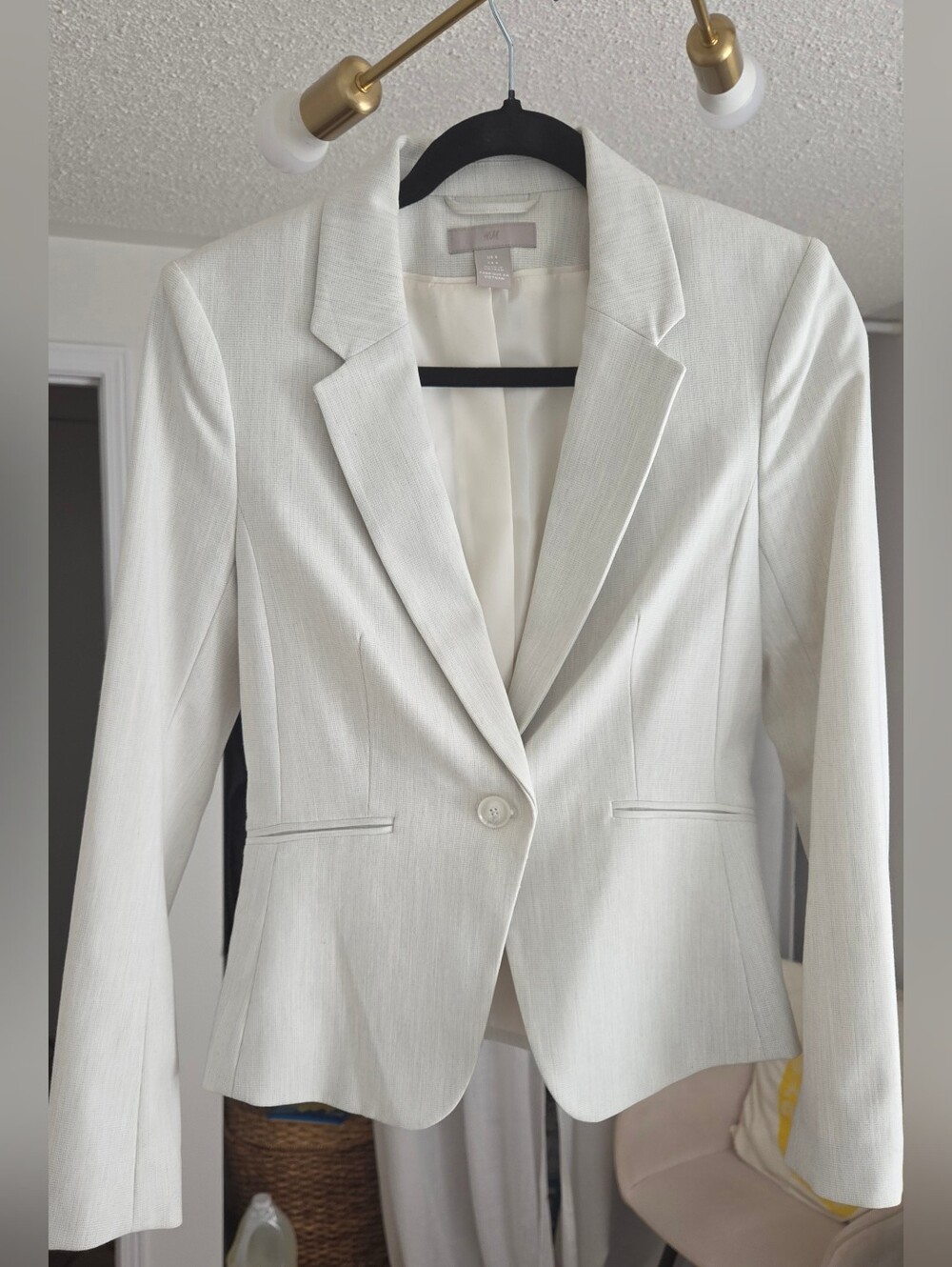 H&M Light Cream Single-Button Tailored Blazer